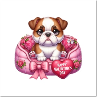 Valentine Bulldog in Bed Posters and Art